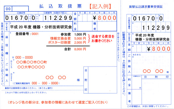 払込票の記入例